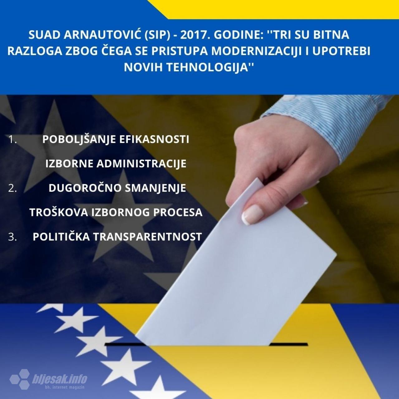 Izjave Suada Arnautovića (SIP BiH) 2017. godine o digitalizaciji izbornog procesa. - Modernizacija izbornog procesa